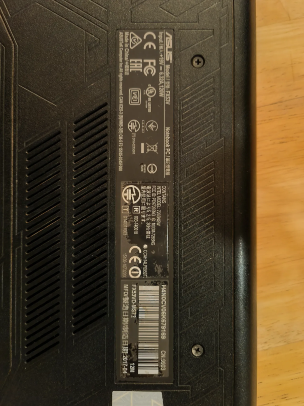 ASUS FX53V - 7th Gen Laptop Black 2TB Intel 16GB