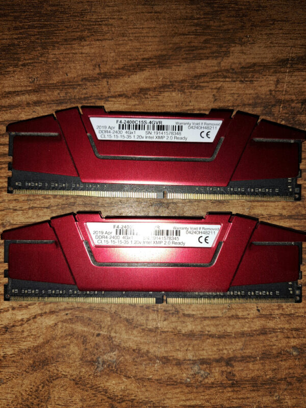 Other G.Skill F4-2400C15S-4GVR Ripjaws V 4GB DDR4-2400MHz CL15 1.20V Red Desktop Memory 8GB