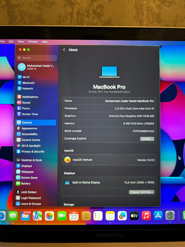 Apple MacBook Pro 2017 (13') Other 256GB Intel 8GB