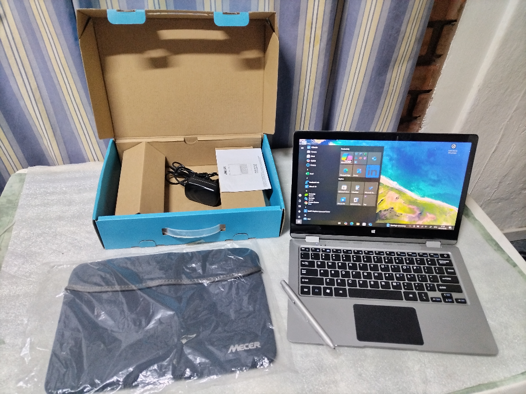 Mecer Flip Touch Screen Gen 3,128GB Silver Intel Laptop,2-in-1 Touchscreen Laptop