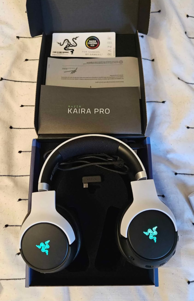 Razer Kaira Pro Hypersense,white wireless gaming headphones,excellent quality audio headset